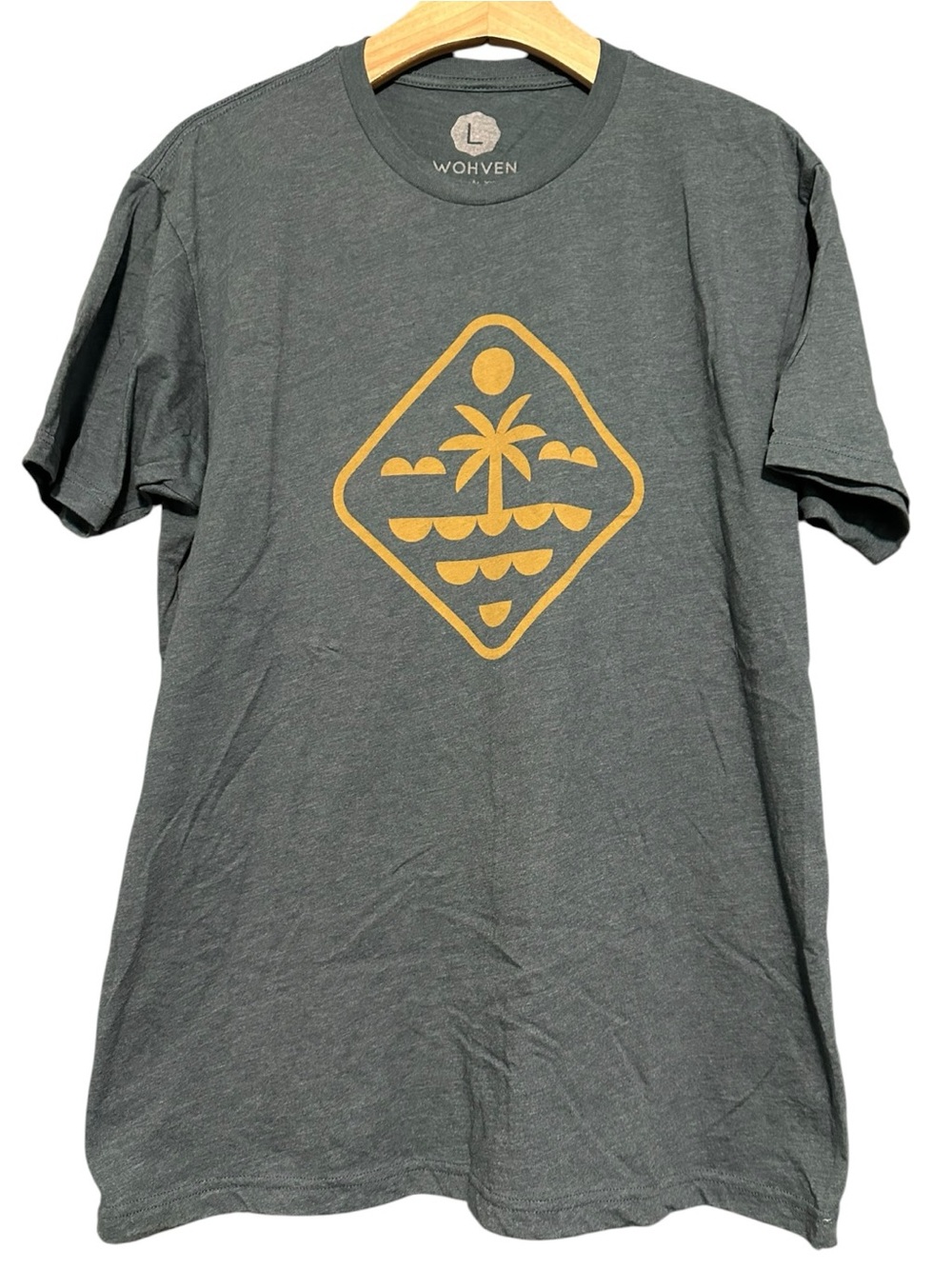Wohven Men’s L Heathered Green Summer Print Shane Harris Art Short Sleeve Tee T-